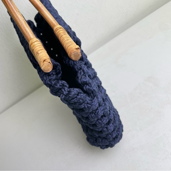 Handmade Bohemian Boho Minimalist Neutral Woven Macrame Shoulder bag Wood Handle - Picture 6 of 8